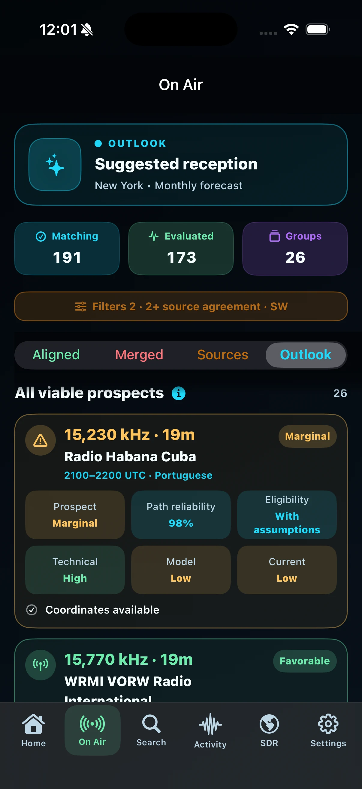 Real DXLens Outlook screen