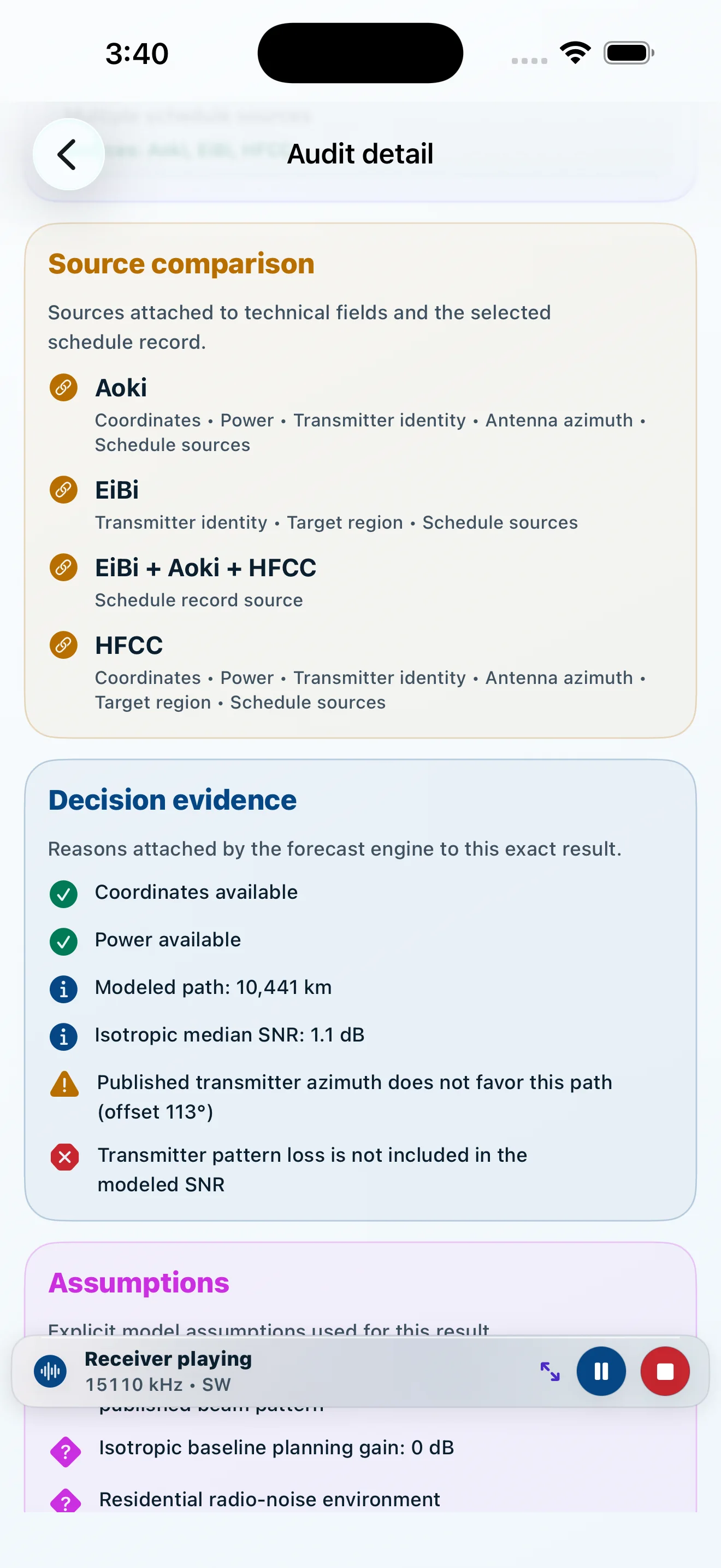 Source comparison